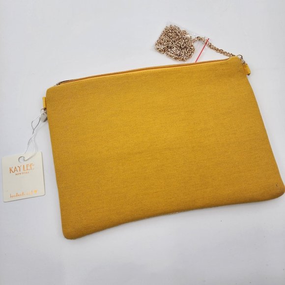 Kaylee Bags Kaylee Yellow Pineapple Beaded Slim Zip Tp Clutch